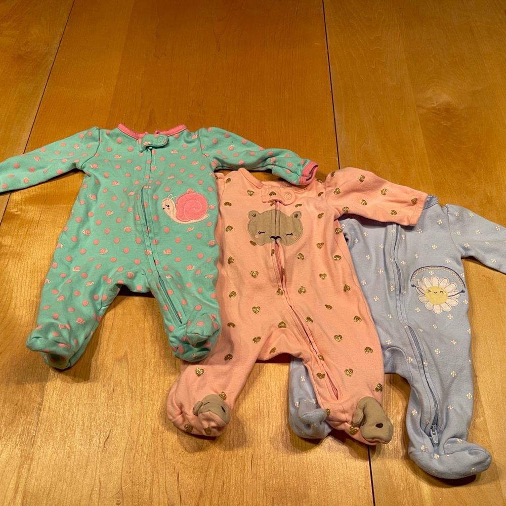 Carters Footsies Snail, Bear, Flower Newborn Cute